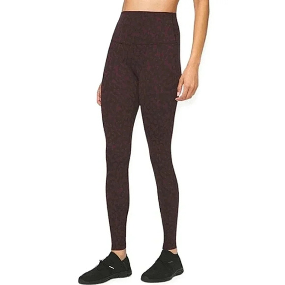 Lululemon Align High Rise 28" Nulu Leggings Burgundy Red Dark Camo Print 4 - Picture 1 of 16